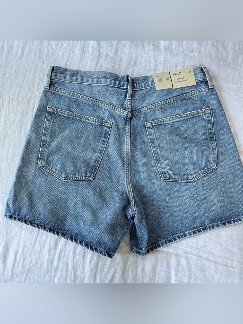 Agolde Stella High-Rise Light Denim Shorts NEW Size 31 - Picture 4 of 8